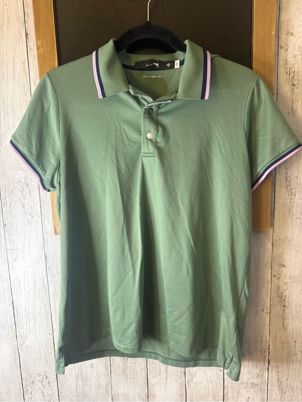 RLX Ralph Lauren Womens Solid Golf Polo Shirt L Green Tailored Fit